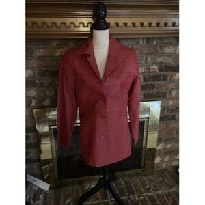 Red Uniform Leather Coat Size 6 Vintage